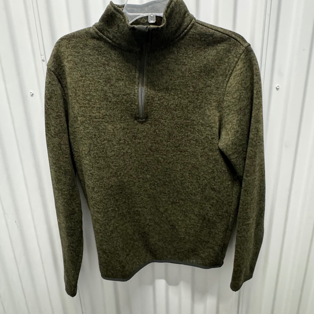 J.Crew Authentic Fleece Mens Small Olive Green Heathered Quarter Zip Pullover